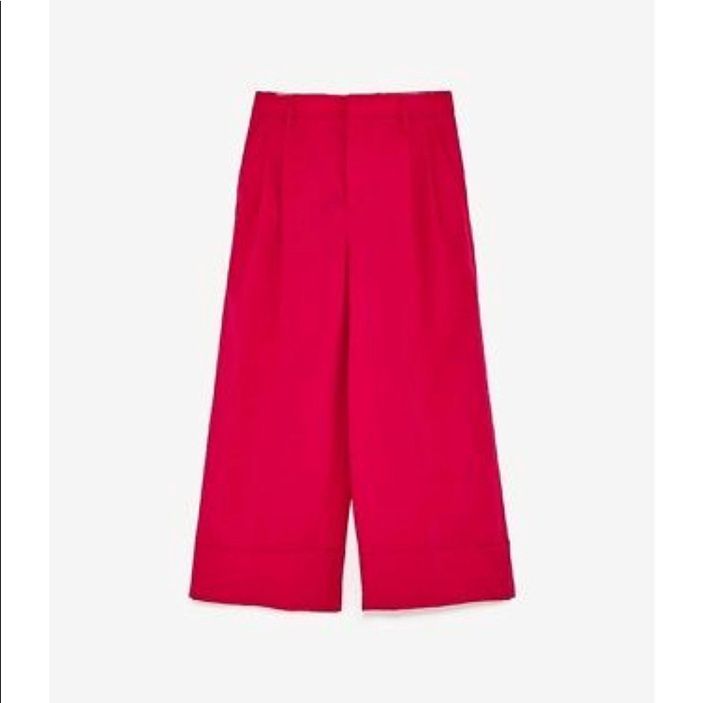 NWT Zara Fuchsia Poplin Culottes Ankle Pants - Picture 4 of 7